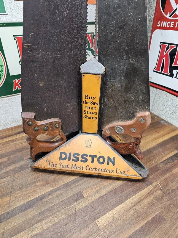 RARE 1920s Antique DISSTON Hardware Store Hand Rotating 3 Saw Display